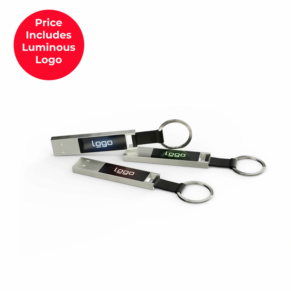 USB Flash Drive Dazzle, 512MB, illuminated logo with metal keyring attachment