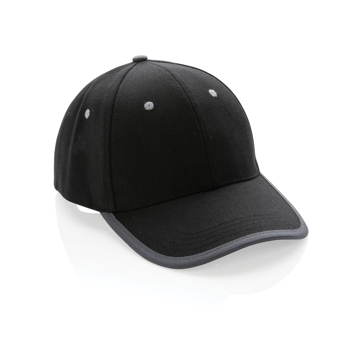 Brushed Recycled Cotton 6 panel Contrast cap Headwear The Ethical Gift Box (DEV SITE) Black