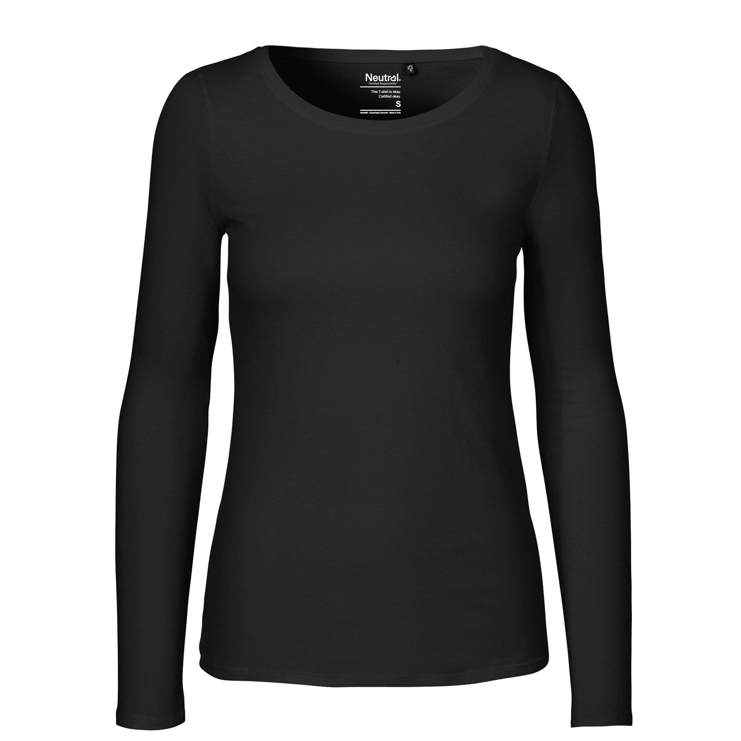 Womens Organic Long Sleeve Cotton T-Shirt Tops & Tees The Ethical Gift Box (DEV SITE) Black XS