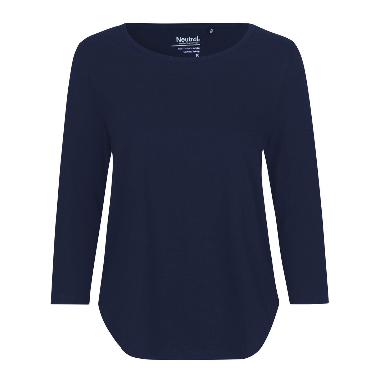 Womens Organic Cotton 3/4 Sleeve T-Shirt Tops & Tees The Ethical Gift Box (DEV SITE) Navy XS