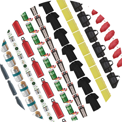 a collection of sustainable corporate merchandise