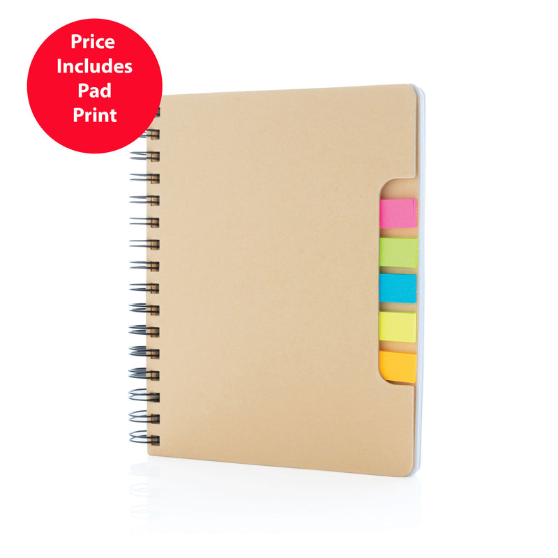 A5 Kraft Spiral Notebook with Sticky Notes