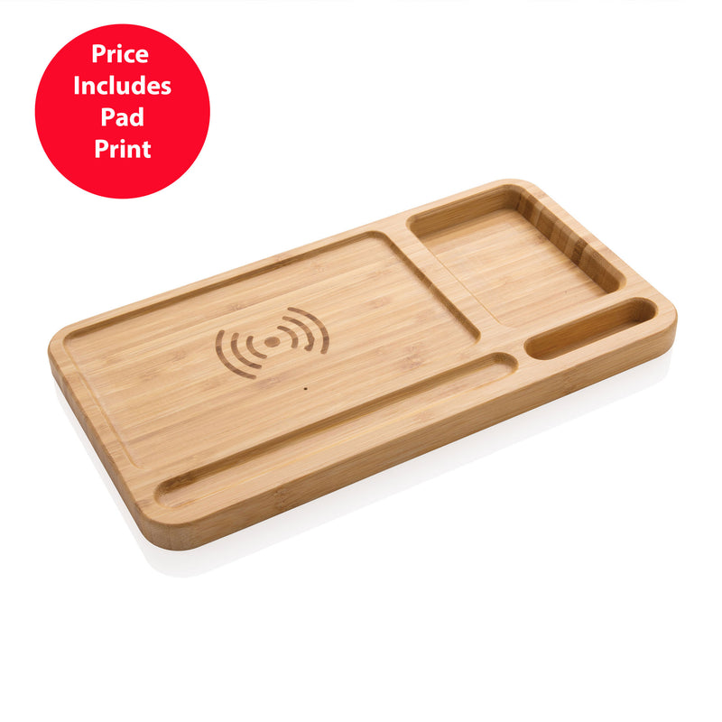 Bamboo Desk Organiser 10W Wireless Charger
