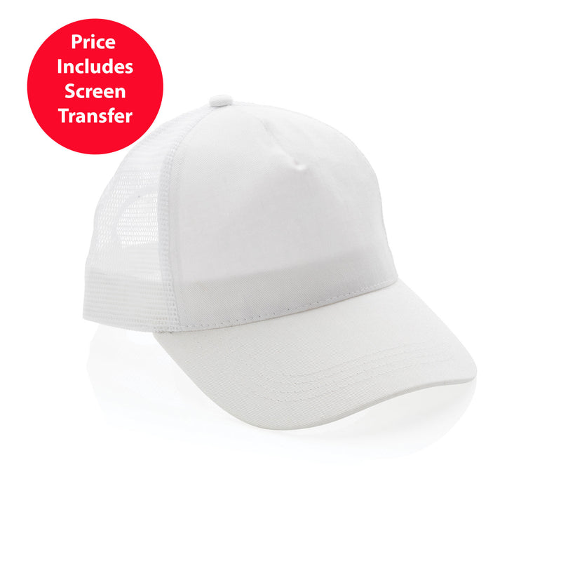 Brushed Recycled Cotton 5 Panel Trucker Cap