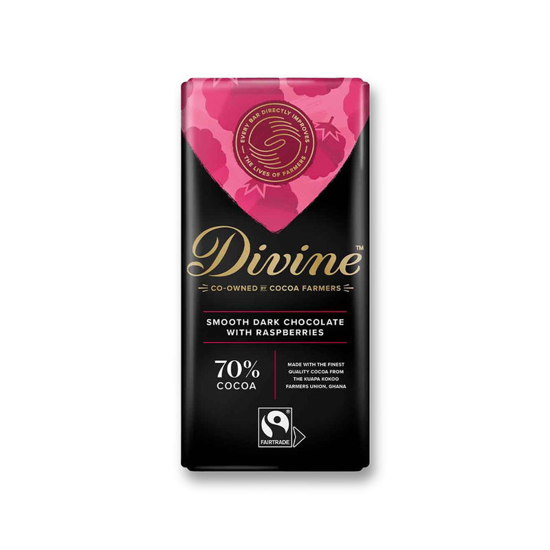 Divine Chocolate 90g Confectionery The Ethical Gift Box (DEV SITE) Dark Chocolate Raspberries  