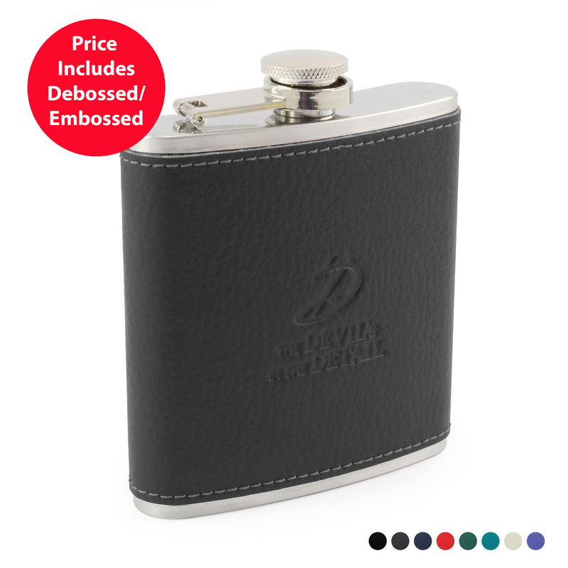 Hip Flask with Recycled ELeather Wrap