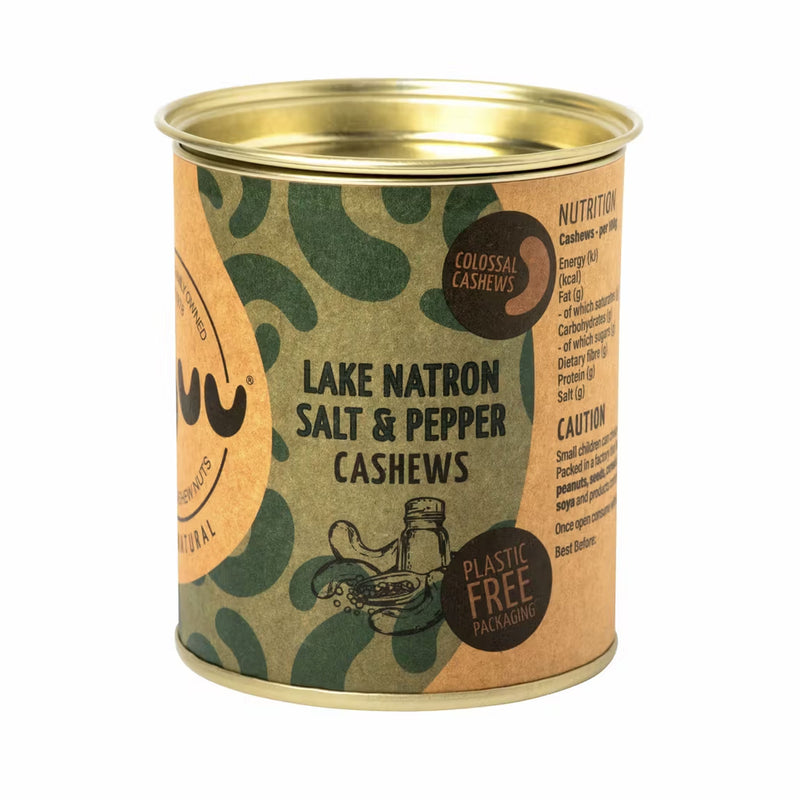 Lake Natron Salt and Pepper Cashew Nuts Tube 80g Grab & Go Cajuu   