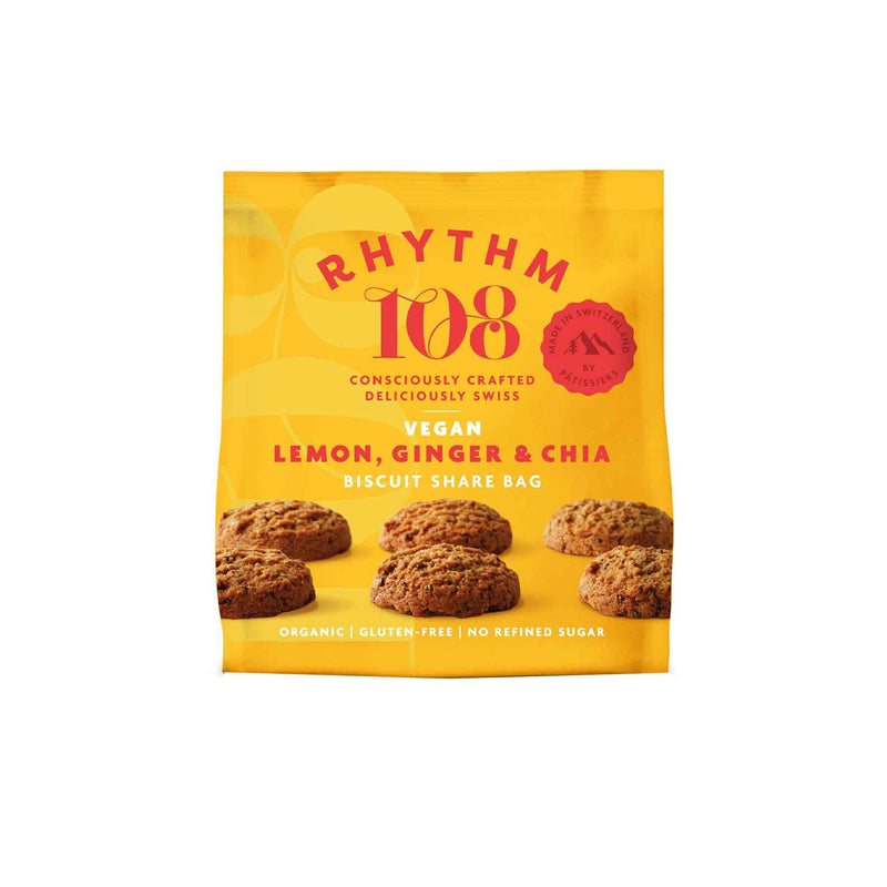 Rhythm 108 Biscuit Share Bag 135g Snacks & Nibbles The Ethical Gift Box (DEV SITE) Lemon Ginger & Chia  