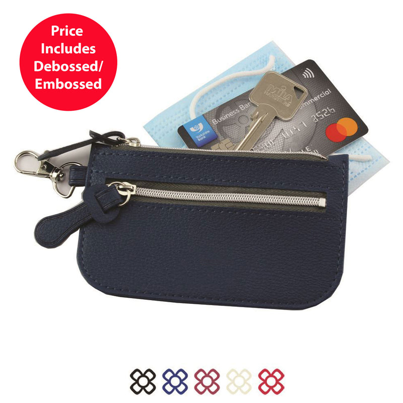 Mini Zipped Pouch with Bag Clip in Recycled Como Vegan PU.