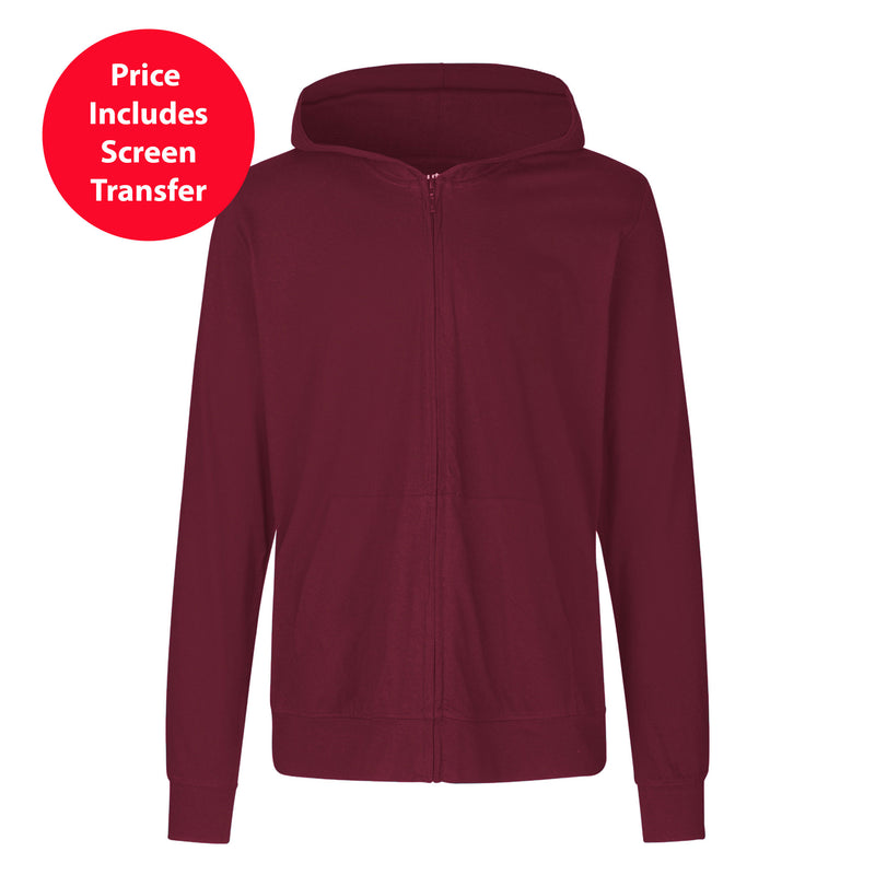 Unisex Organic Cotton Jersey Hoodie With Zip