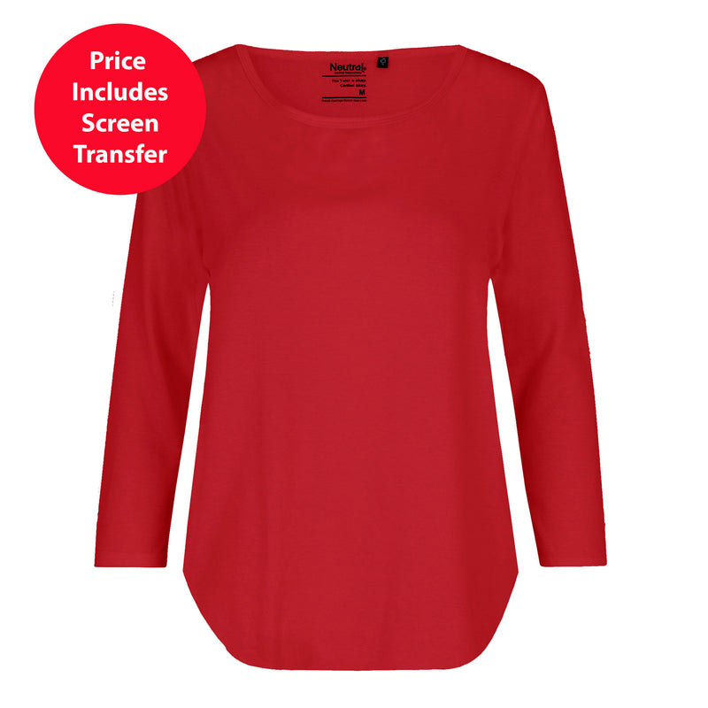 Womens Organic Cotton 3/4 Sleeve T-Shirt