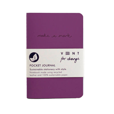 Recycled Leather A6 Pocket Journal – Purple Grab & Go Vent For Change   