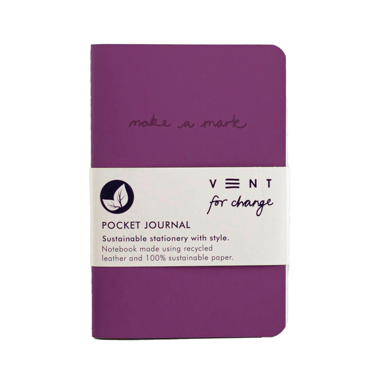 Recycled Leather A6 Pocket Journal – Purple Grab & Go Vent For Change   