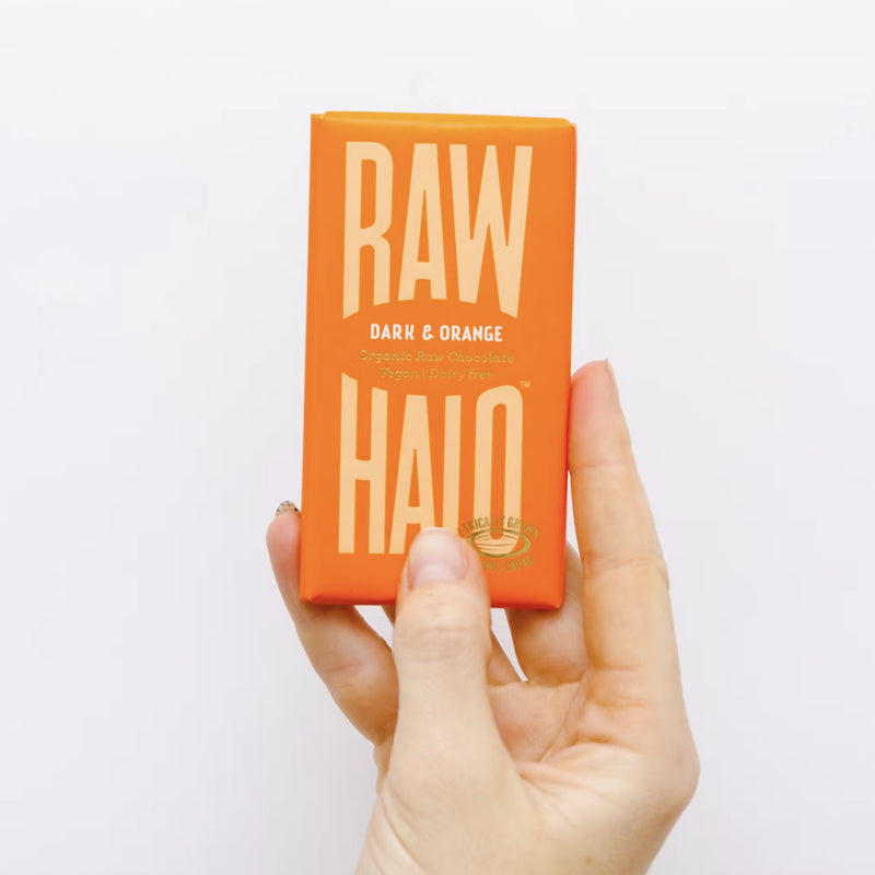 Dark & Orange Organic Vegan Chocolate Bar 35g Grab & Go Raw Halo   