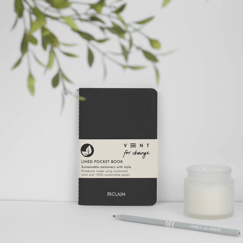 RECLAIM A6 Pocket Notebook – Black Wool Grab & Go Vent For Change   