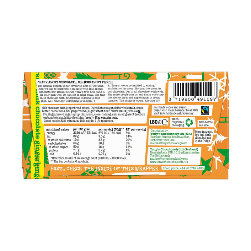 Milk Chocolate Gingerbread Bar 180g