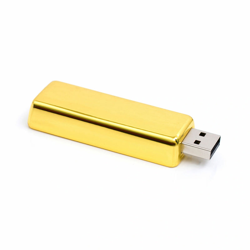 Gold bar-shaped USB flash drive, 8GB, premium metal construction