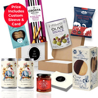 In Good Company sharing corporate gift box from the ethical gift box, presented in a co-branded sleeve with sparkling rosé, olives and chocolate orange melts thumbnail