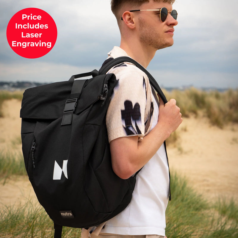 ONDA Waste2Gear rollup computer backpack made from recycled ocean plastic