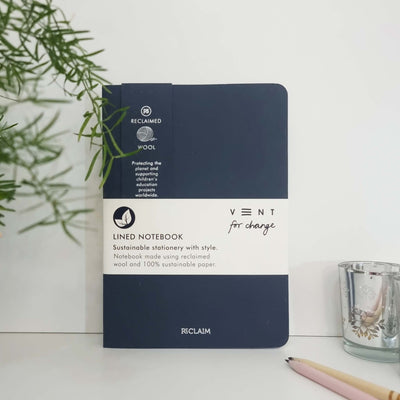 Reclaimed Wool A5 Notebook - Blue Grab & Go Vent For Change   