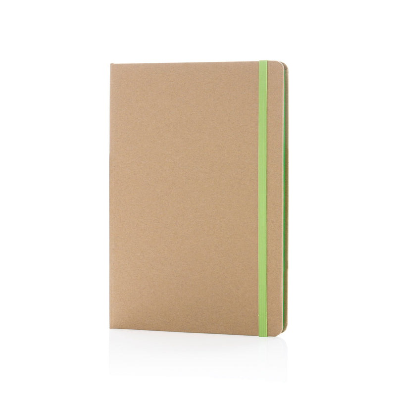 A5 Recycled Kraft Notebook - Notebooks & Pens, Lime Band