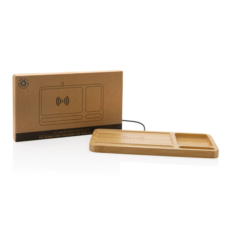 Bamboo Desk Organiser 10W Wireless Charger Tech The Ethical Gift Box (DEV SITE)   