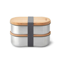 Black & Blum stainless steel double bento box with bamboo lid, for sustainable corporate gifting thumbnail