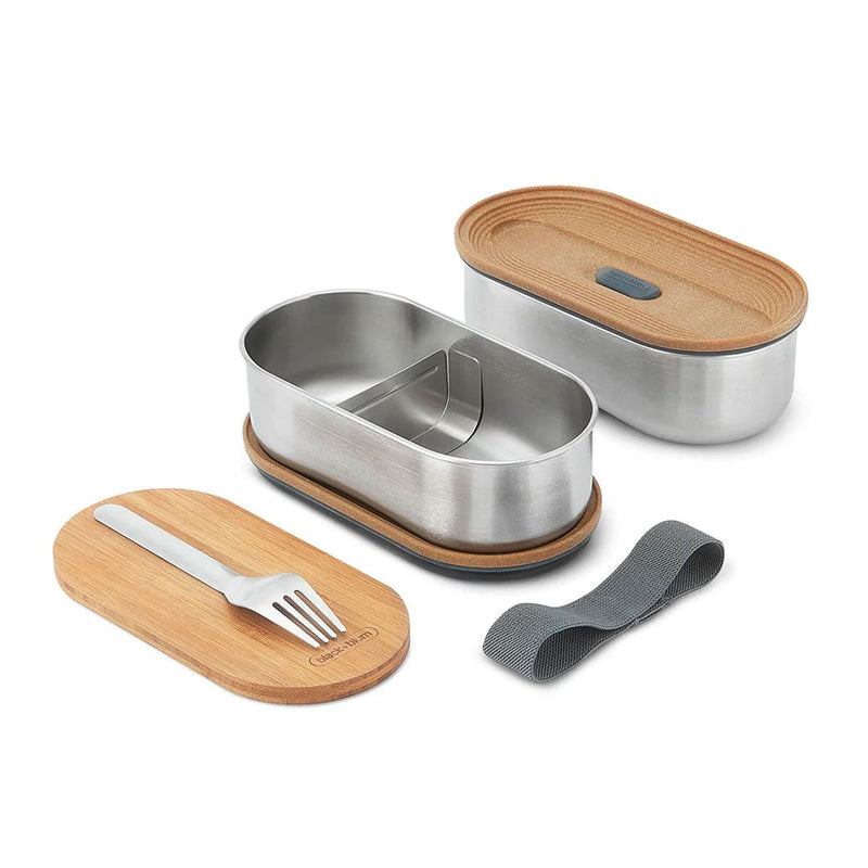 Black & Blum stainless steel double bento box with bamboo lid, for sustainable corporate gifting