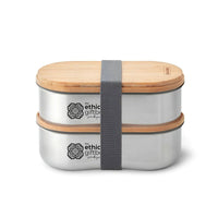 Black & Blum stainless steel double bento box with bamboo lid, for sustainable corporate gifting thumbnail