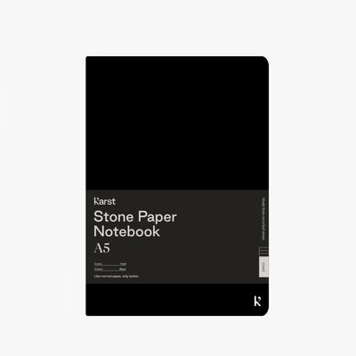 A5 Stone Paper Hardcover Notebook - Lined Notebooks & Pens The Ethical Gift Box (DEV SITE) Black  