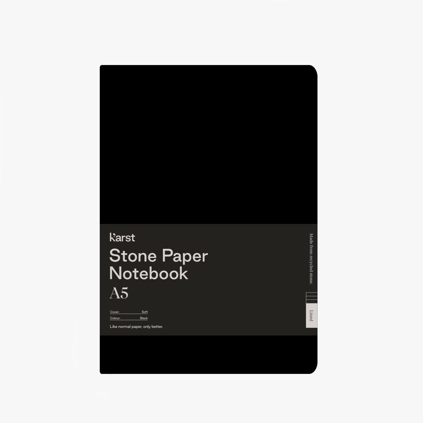 A5 Stone Paper Softcover Notebook - Lined Notebooks & Pens The Ethical Gift Box (DEV SITE) Black  