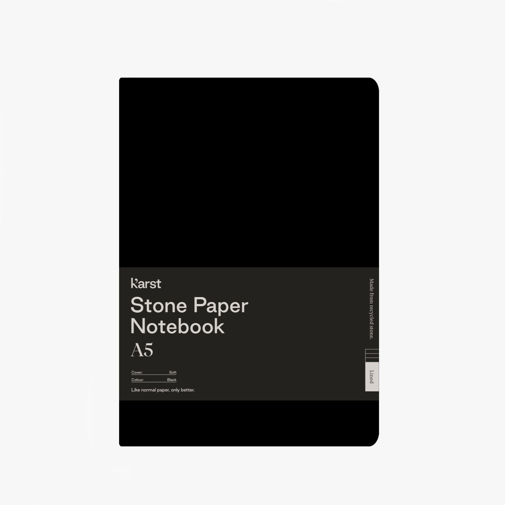 A5 Stone Paper Softcover Notebook - Lined Notebooks & Pens The Ethical Gift Box (DEV SITE) Black  