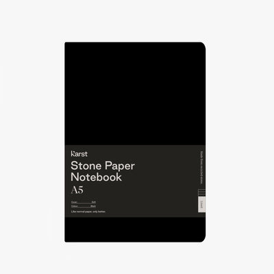 A5 Stone Paper Softcover Notebook - Lined Notebooks & Pens The Ethical Gift Box (DEV SITE) Black  