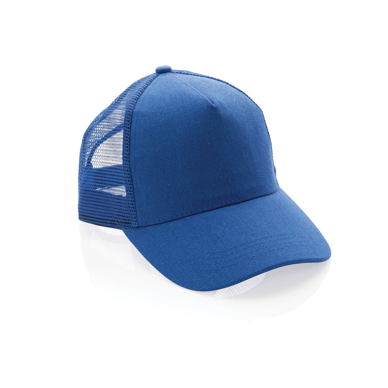 Brushed Recycled Cotton 5 Panel Trucker Cap Headwear The Ethical Gift Box (DEV SITE) Blue  