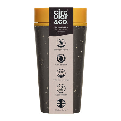 Circular & Co Reusable Coffee Cup 340ml Coffee Mugs & Tumblers The Ethical Gift Box (DEV SITE) Black Electric Mustard  