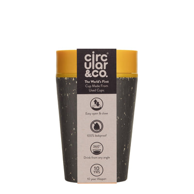 Circular & Co Reusable Coffee Cup 227ml Coffee Mugs & Tumblers The Ethical Gift Box (DEV SITE) Black Electric Mustard  
