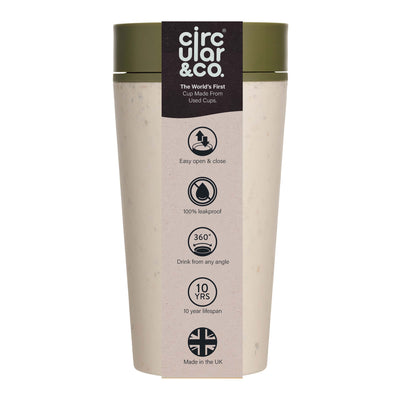 Circular & Co Reusable Coffee Cup 340ml Coffee Mugs & Tumblers The Ethical Gift Box (DEV SITE) Cream Honest Green  