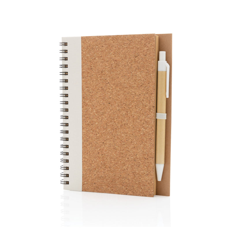 Cork Spiral Notebook with Pen Notebooks & Pens The Ethical Gift Box (DEV SITE) Off White  