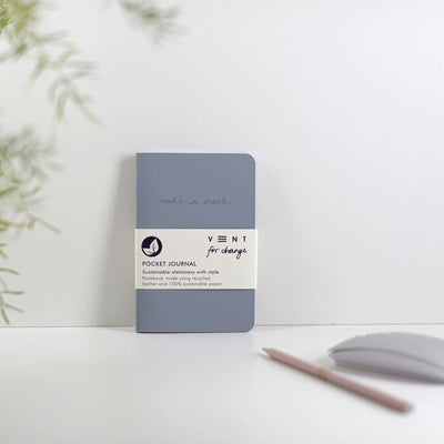 Recycled Leather A6 Notebook - Lined Notebooks & Pens The Ethical Gift Box (DEV SITE) Dusty Blue  