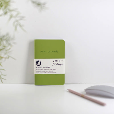 Recycled Leather A6 Notebook - Lined Notebooks & Pens The Ethical Gift Box (DEV SITE) Lime  