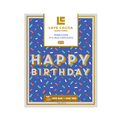 Milk Honeycomb 'Happy Birthday' Bar 75g Confectionery The Ethical Gift Box (DEV SITE)   