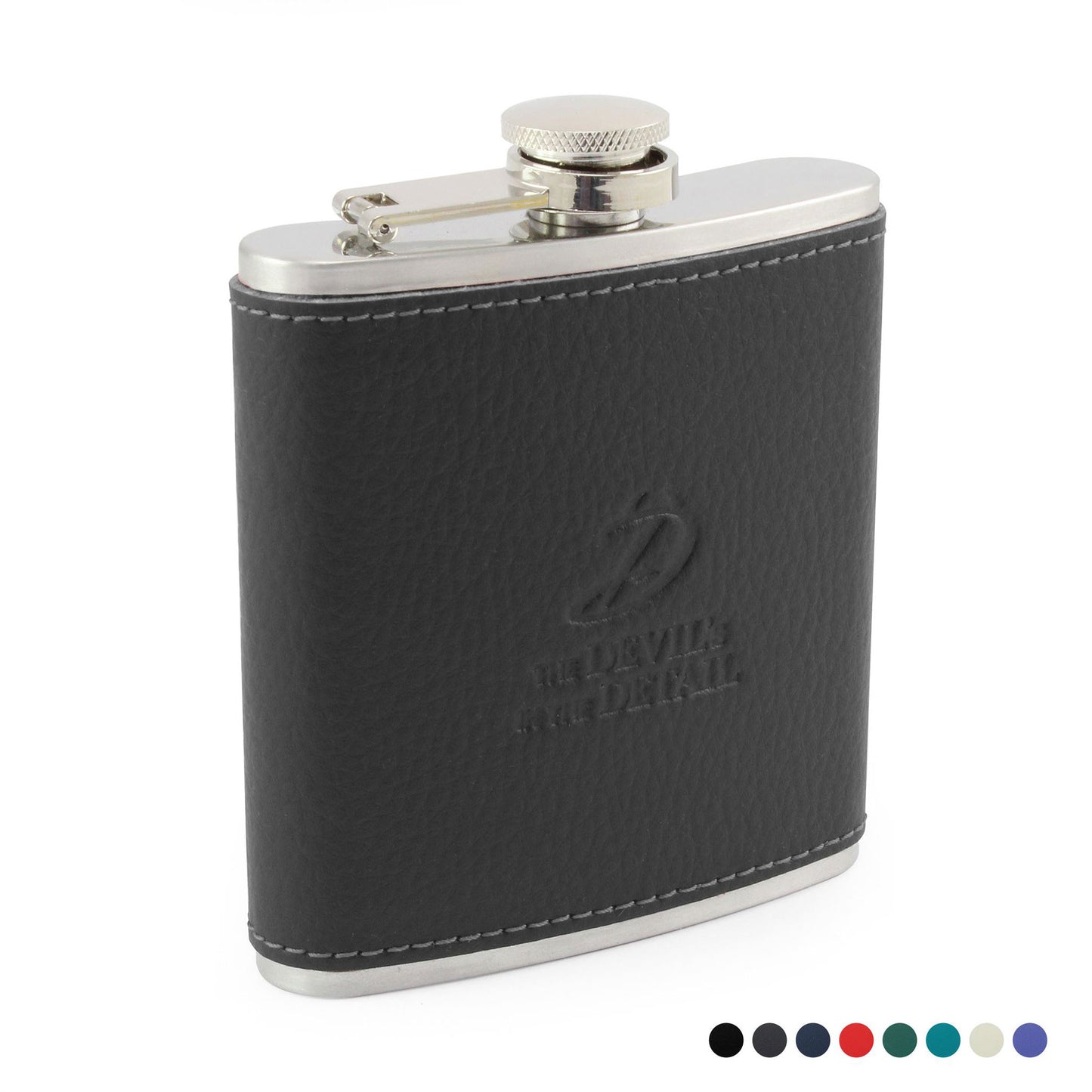 Hip Flask with Recycled ELeather Wrap Water Bottles & Flasks The Ethical Gift Box (DEV SITE) Black  