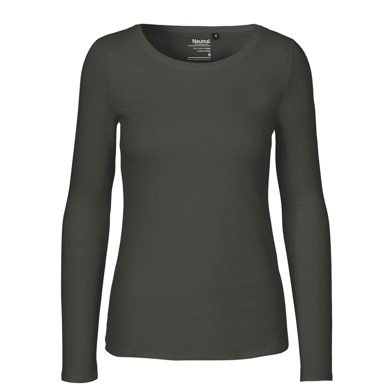 Womens Organic Long Sleeve Cotton T-Shirt Tops & Tees The Ethical Gift Box (DEV SITE) Charcoal XS 