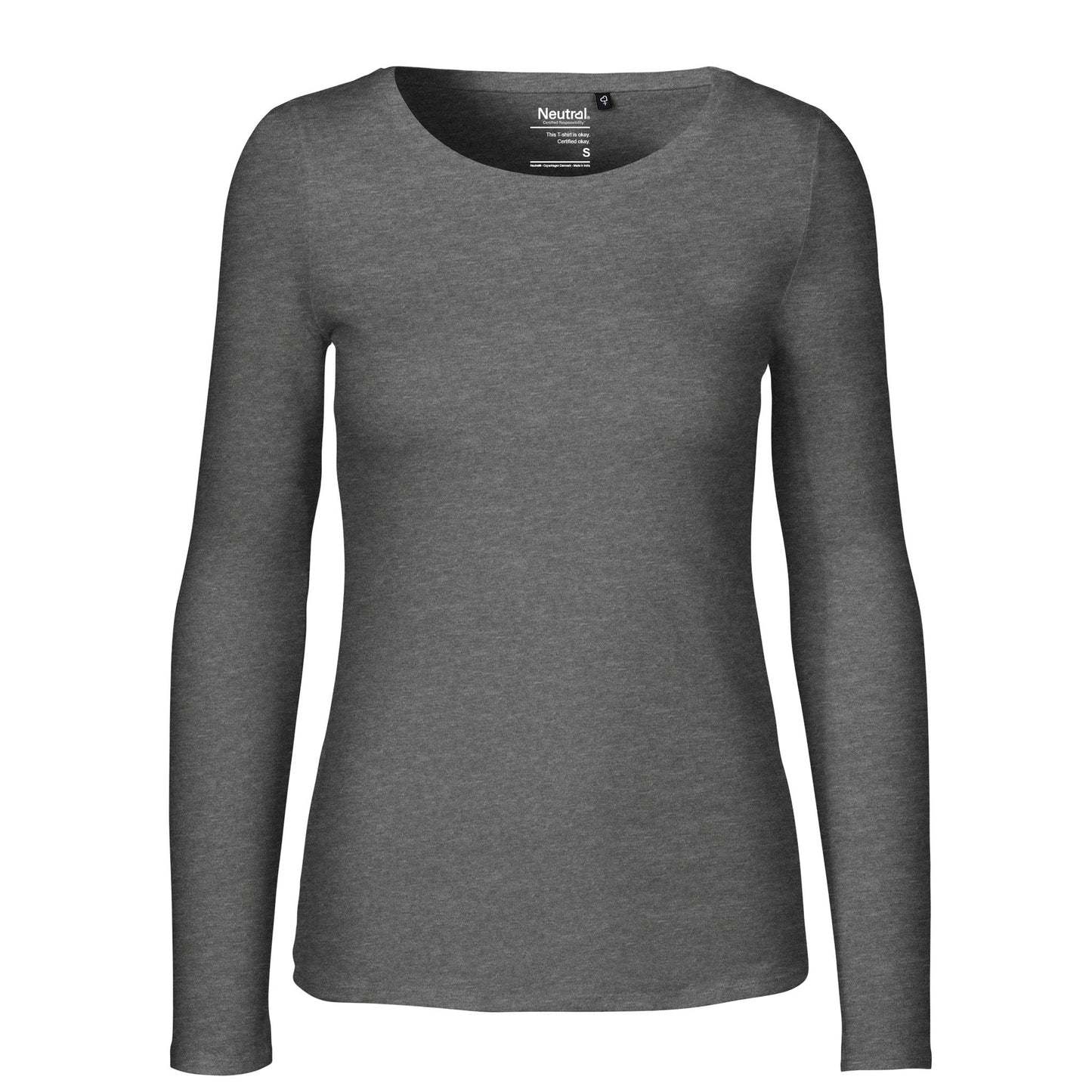 Womens Organic Long Sleeve Cotton T-Shirt Tops & Tees The Ethical Gift Box (DEV SITE) Dark Heather XS 