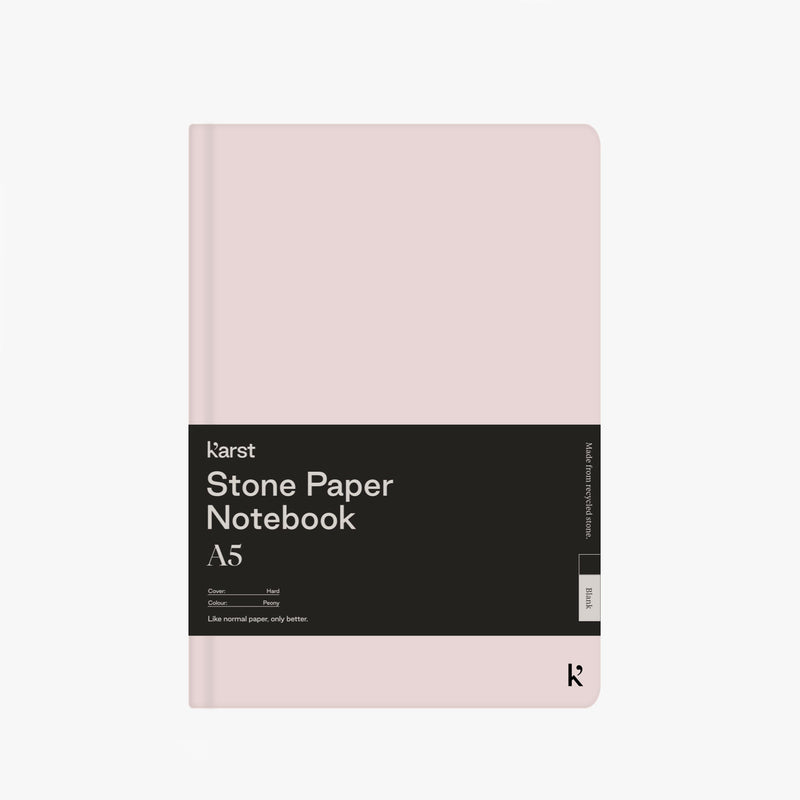 A5 Stone Paper Hardcover Notebook - Lined Notebooks & Pens The Ethical Gift Box (DEV SITE) Light Pink  