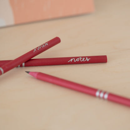 3 Pink Recycled Pencils in Coral Notes Sleeve Grab & Go Vent For Change   