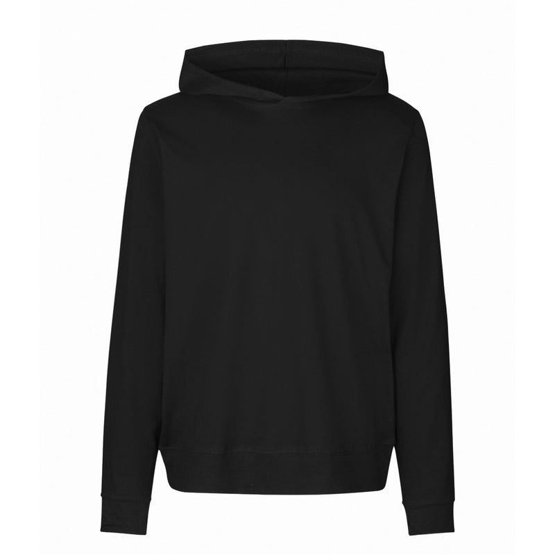 Neutral lightweight organic cotton jersey hoodie, 155gsm, Black