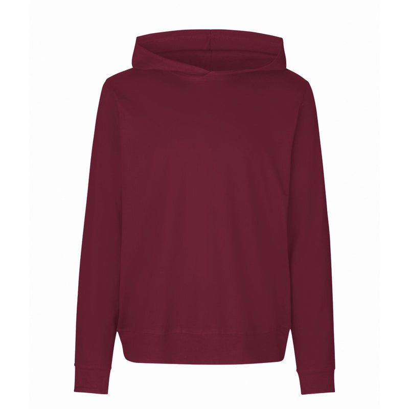 Neutral lightweight organic cotton jersey hoodie, 155gsm, Bordeaux