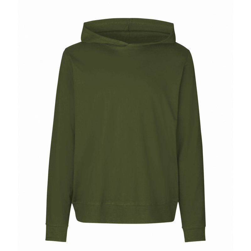 Neutral lightweight organic cotton jersey hoodie, 155gsm, Military