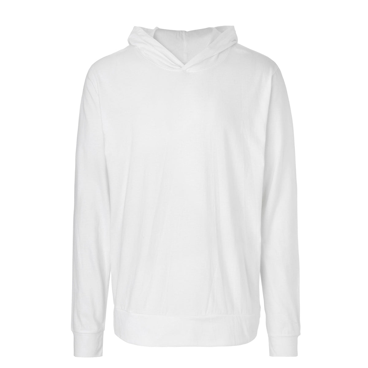 Neutral lightweight organic cotton jersey hoodie, 155gsm, White